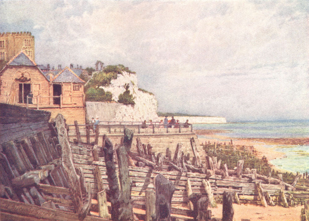KENT. An old bit of Broadstairs from the Pier 1907 antique print picture
